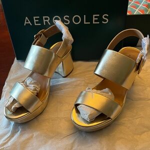 AEROSOLE CAMERA SANDAL - gold metallic